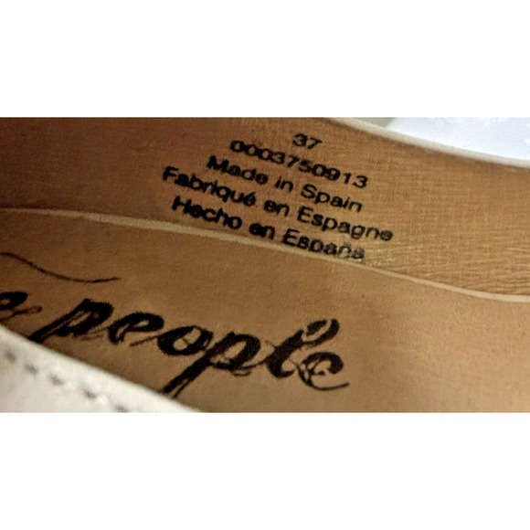 FREE PEOPLE 6.5 MAGGIE MJ PLATFORM IVORY LEATHER HEELS STRAP BUCKLE - Picture 11 of 11